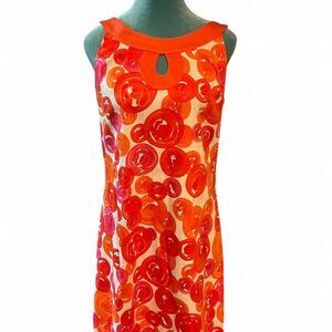 Signature 60s 70s style London Sun Dress White Red Pink & Orange size 8‎